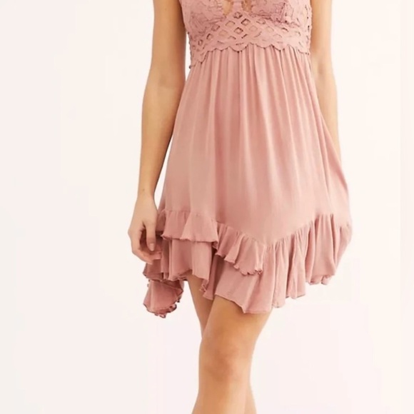 Free People One Adella Slip Dress in Mauve xsmall - Picture 3 of 7